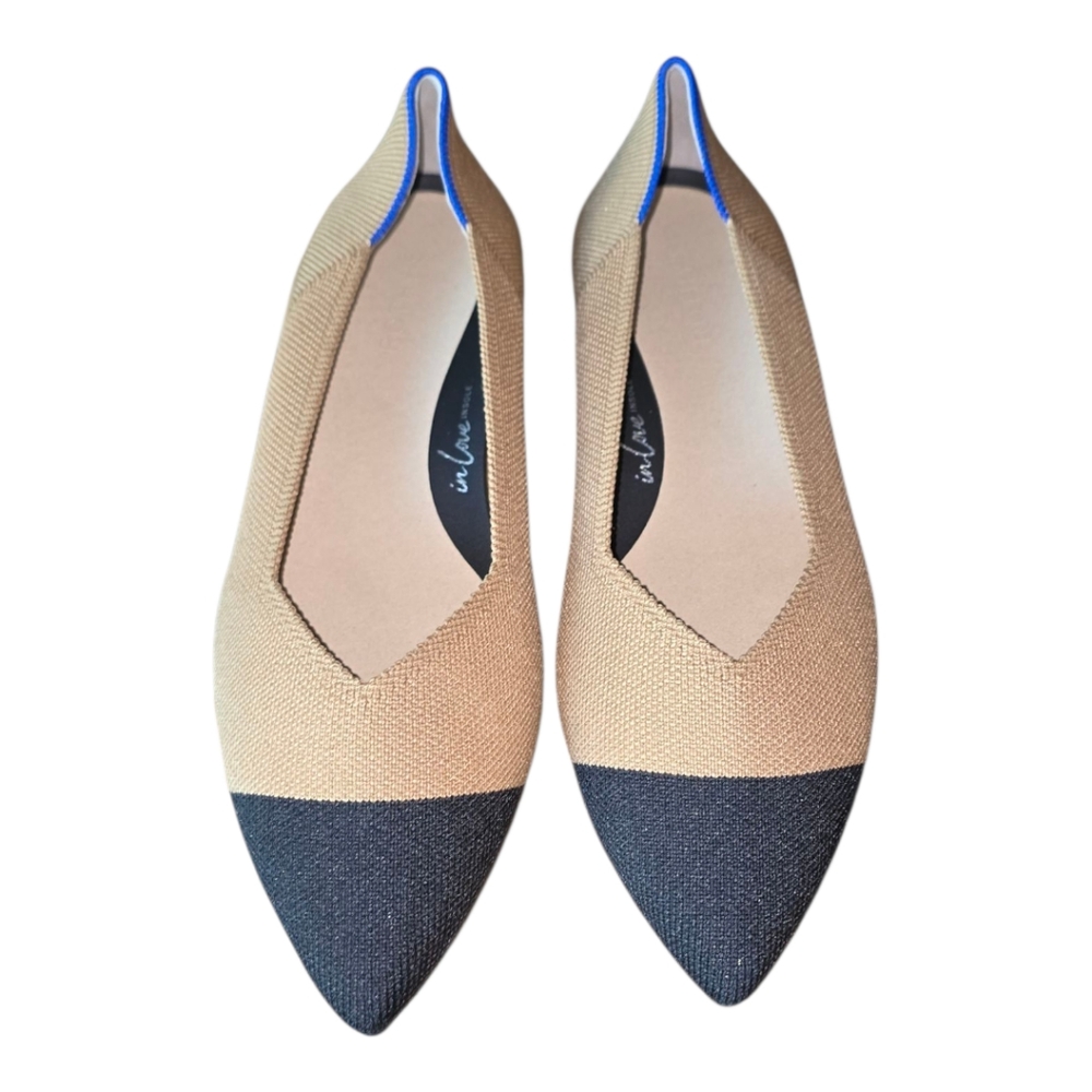 Rothy's The High‎ Point Heels Beige Black Office Career Business New 9.5